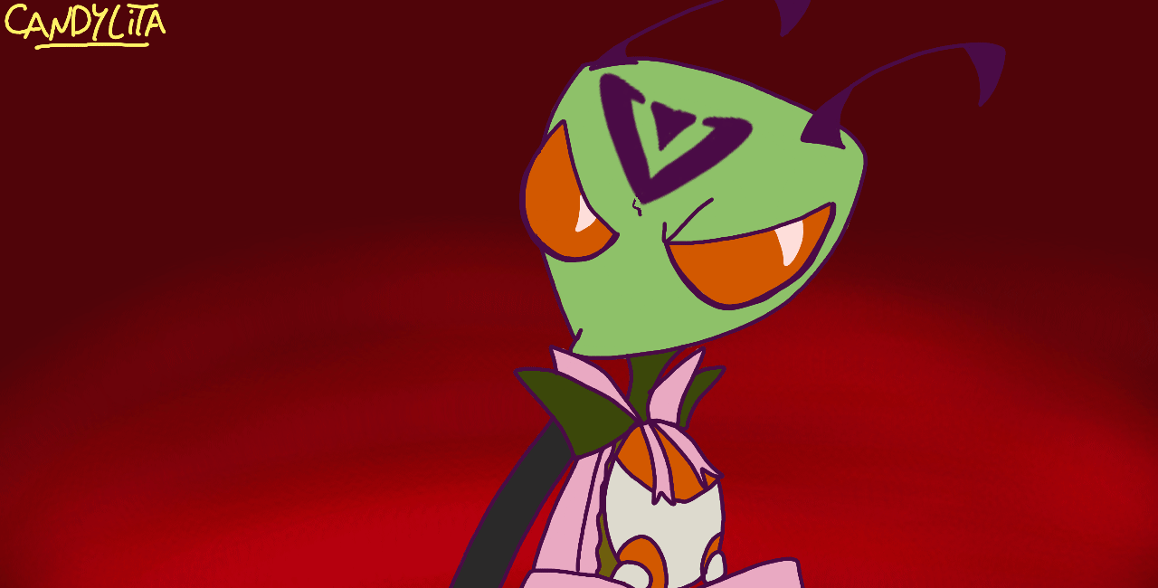 The character is serious at begin, looks like if he&#39;s about to yell but when looks at you he&#39;s holding cookies happily. Character by &quot;grimbles&quot;